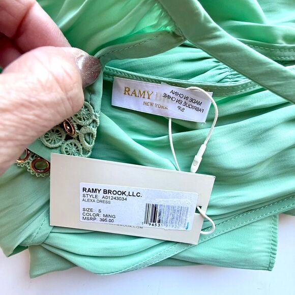 NWT Ramy Brook Alexa Smocked Mini Dress in light green. Size S - Picture 11 of 11